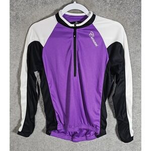 Canari Cycling Jersey Top Womens Medium Purple 1/4 Zip Back Pockets Elastic Hem
